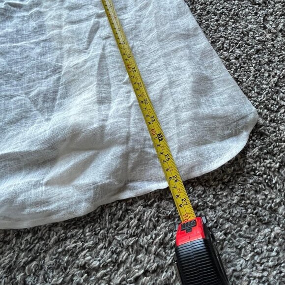 White Cream Linen Shirt with Tie-Cuff Sleeves, Small Laju Button-up Shirt - Picture 6 of 8